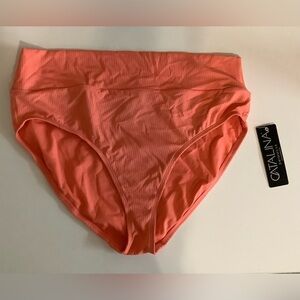 Catalina Size XL Coral High Waist Ribbed Women's Bikini Bottom. New With Tags